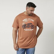 Duża Koszulka Męska - T-shirt z Nadrukiem Pomarańczowy NORTH LATITUDE