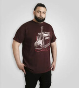 Duży T-shirt Męski Koszulka z Nadrukiem Bordowa BARNSLEY-D555