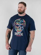 T-shirt Męski Wakacyjny Granatowy LINTON-D555 Duże Rozmiary