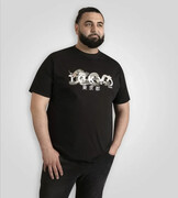 Duży T-shirt Męski Koszulka Czarna z Nadrukiem GINZA-D555