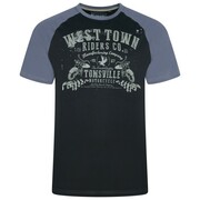 T-shirt Męski z Nadrukiem Motocykla Czarny KAM Duże Rozmiary