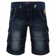 Duże Spodenki Jeansowe z Gumą Granatowe KAM DITO