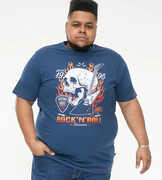 Duży T-shirt Męski Niebieski Rock'N'Roll NEAL-D555