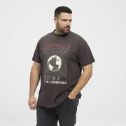 Duży T-shirt Męski z Nadrukiem Brązowy NORTH LATITUDE