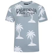 Koszulka Męska T-shirt Hawajska Niebieska KAM Duże Rozmiary