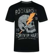 Koszulka Męska T-shirt ROCK 'N' ROLL Czarna KAM Duże Rozmiary