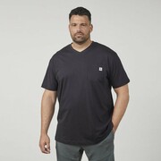 Duża Koszulka Męska T-shirt w Serek z Kieszonką Czarny NORTH LATITUDE