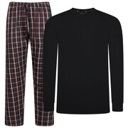 Duża Piżama Męska Długi Rękaw i Nogawka Czarna KAM