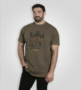Duży T-shirt Męski Koszulka z Nadrukiem Khaki STOCKTON-D555