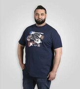 Duży T-shirt Męski Koszulka Granatowa z Nadrukiem LIVERPOOL-D555