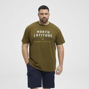 Duży T-shirt Męski Khaki 51126 NORTH LATITUDE