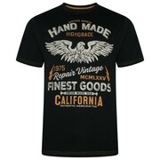 Koszulka Męska T-shirt z Nadrukiem 'CALIFORNIA' Czarna KAM Duże Rozmiary