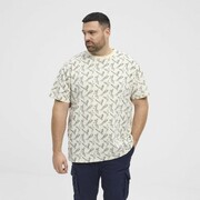 Duży T-shirt Męski Koszulka Wzorzysta Kremowa 51131 NORTH