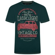 Koszulka Męska T-shirt z Nadrukiem 'VINTAGE NYC' Niebieska KAM Duże Rozmiary