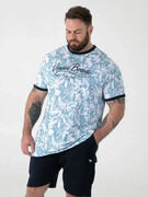Duży T-shirt Męski Koszulka z Nadrukiem Błękitna SHOREHAM-D555