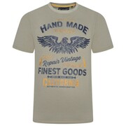 Koszulka Męska T-shirt z Nadrukiem 'CALIFORNIA' Beżowa KAM Duże Rozmiary