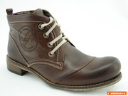BOTKI MĘSKIE WIĄZANE 090 SKÓRA BRĄZOWE DUOPR