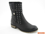 BOTKI DAMSKIE DŻETY 434 SKÓRA CZARNE PRIMOAB