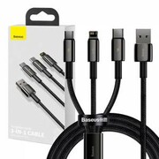 Kabel USB 3w1 Baseus Tungsten Gold, USB do micro USB / USB-C / Lightning, 3.5A, 1.5m czarny nazwa