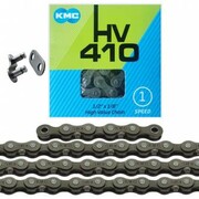 Łańcuch KMC HV 410 112 ogniw szaro brązowy, spinka, BOX nazwa