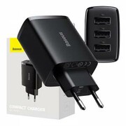 Ładowarka sieciowa Baseus Compact Quick Charger, 3x USB, 17W czarna nazwa