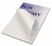 Blok biurowy rysunkowy biały A6 niebieska kratka 100 kartek, klejony nazwa