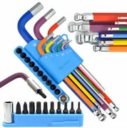 Zestaw 9 kluczy imbusowych, 10 końcówek torx, krzyżak, organizer, stal cr-v nazwa