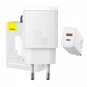 Ładowarka sieciowa Baseus Compact Quick Charger, USB, USB-C, 20W biała nazwa