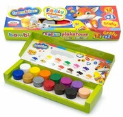Farby plakatowe BAMBINO 12 kolorów, 20 ml + 1 farba cielista GRATIS nazwa