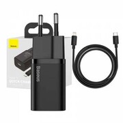 Ładowarka sieciowa Baseus Super Si Quick Charger 1C 20W z przewodem USB-C do Lightning 1m czarna nazwa