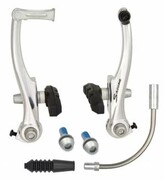 Hamulec szczękowy V-Brake 110mm, klocki, fajka, guma, komplet na 1 koło - srebrny nazwa