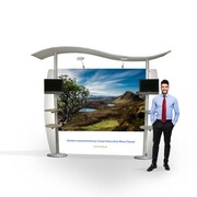 Zestaw wystawienniczy Linear Executive Wave Stand 3 x 2,5 m (2 uchwyty LCD + 4 półki na ulotki)