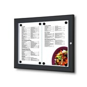 Gablota na menu 2xA4 42x30 cm zamykana na kluczyk z oświetleniem LED do użytku wewnętrznego gablota wewnętrzna gablota ogłoszeniowa gablota informacyjna tablica ogłoszeń tablica informacyjna tablica na menu