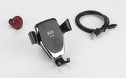 Uchwyt do telefonu z ładowarką indukcyjną GARI 15W- II gatunek czarny z logo