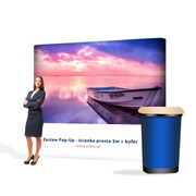 Zestaw Pop-up premium - ścianka prosta 3 x 2,2 m + kufer z wydrukiem jednostronnym