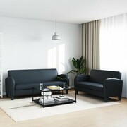 vidaXL Zestaw 2 sof ze sztucznej skóry, czarny vidaXL 275227