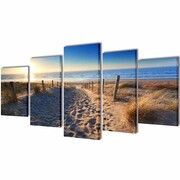 vidaXL Zestaw obrazów Canvas 100 x 50 cm Piasek na plaży vidaXL 241564