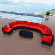 vidaXL Duża sofa ogrodowa z polirattanu, z czerwonymi poduszkami vidaXL 42398