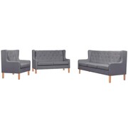 vidaXL 3-częściowy zestaw wypoczynkowy, materiałowy, szary vidaXL 274935
