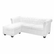 vidaXL Sofa Chesterfield w kształcie litery L, sztuczna skóra, biała vidaXL 245537