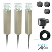 Luxform Lampy ogrodowe LED Adelaide, 3 szt., 12 V, komplet akcesoriów Luxform 80335.919.00