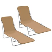 vidaXL Składane leżaki, 2 szt., taupe vidaXL 44303