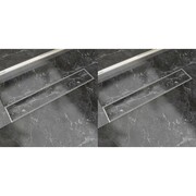 vidaXL Odpływ prysznicowy liniowy, stal nierdzewna, 2 szt., 630x140 mm vidaXL 275948