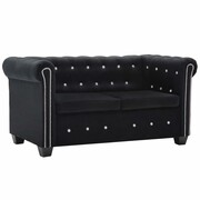 vidaXL Sofa Chesterfield, 2-os., obita aksamitem, 146x75x72 cm, czarna vidaXL 247137