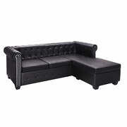 vidaXL Sofa Chesterfield w kształcie litery L, sztuczna skóra, czarna vidaXL 275224