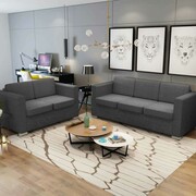 vidaXL Komplet wypoczynkowy 3+2 ciemnoszary materiał vidaXL 274214
