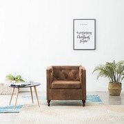 vidaXL Fotel tapicerowany tkaniną stylizowaną na zamsz, brązowy vidaXL 247155