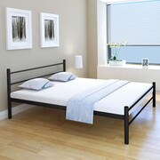 vidaXL Podwójne łóżko metalowe z materacem 160 x 200 cm, czarne vidaXL 274660