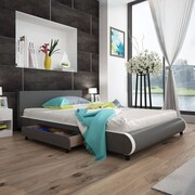 vidaXL Łóżko z 2 szufladami, 140 x 200 cm, sztuczna skóra, szare vidaXL 242412