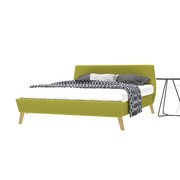 vidaXL Łóżko z materacem z pianki memory, 140x200 cm, tkanina, zielone vidaXL 275087
